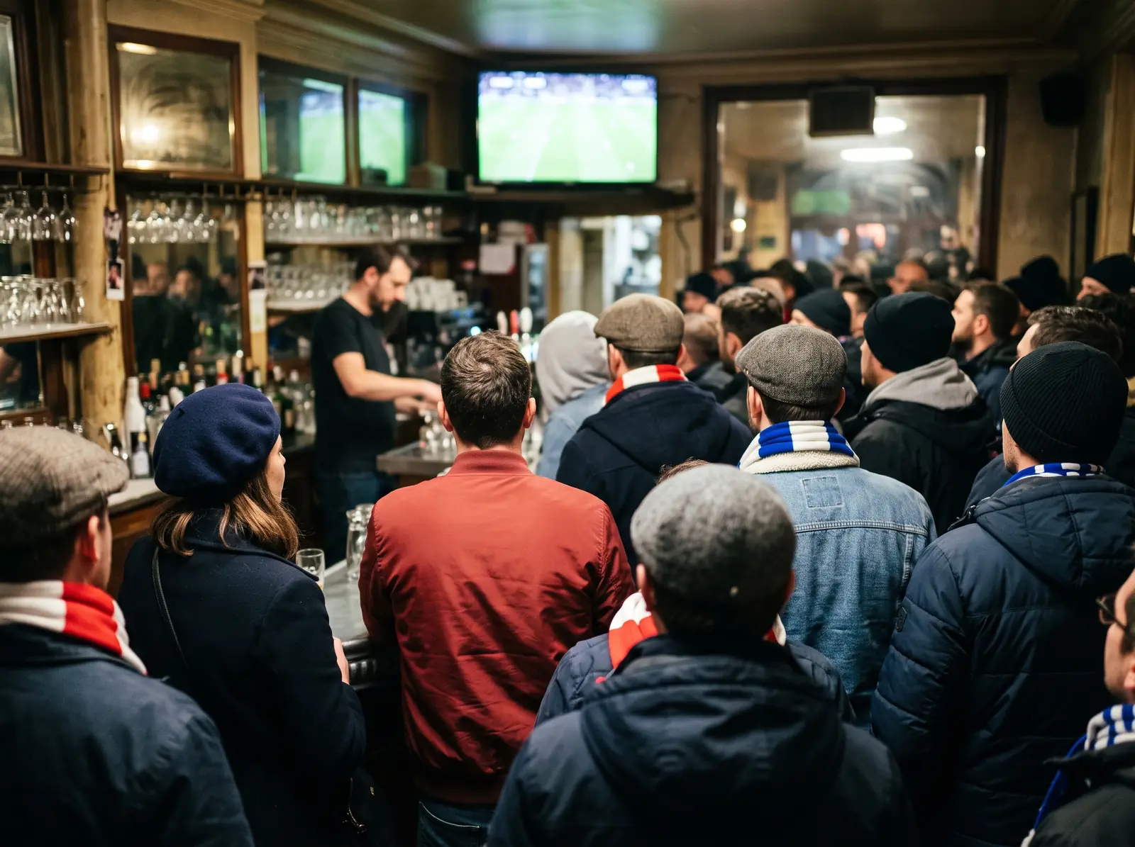En bar i Paris en matchkväll