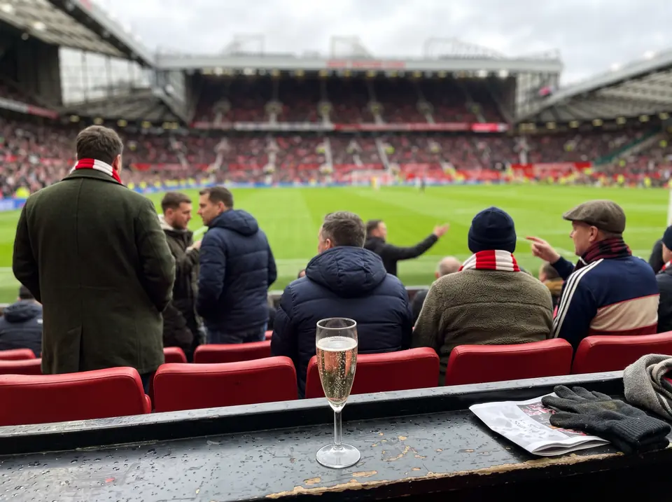 Ett glas champagne vid hospitalityplatserna på Old Trafford